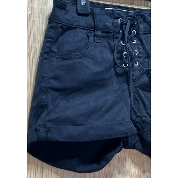 Pacsun - Women's High-Waisted Super Stretch Short Shorts Lace Up - Black - # 23 - Picture 14 of 15